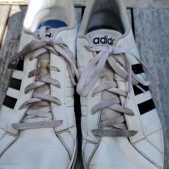 Adidas White Black Stripes Shoes 13 - Picture 3 of 7